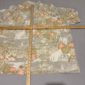 Tommy Bahama Mens 3XL Silk Cotton Tropical Hula Scenic Print Shirt Sage Green